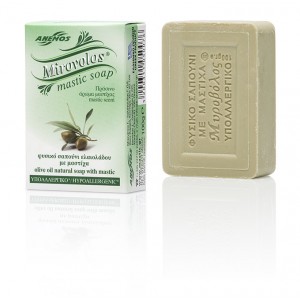 Green Mirovolos olive oil soap with mastic