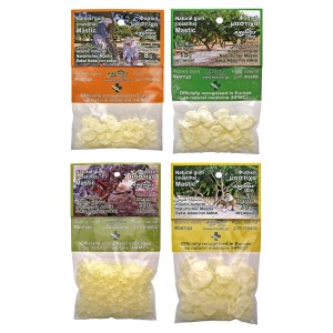 Natural mastic in blister small packs. ANEMOS